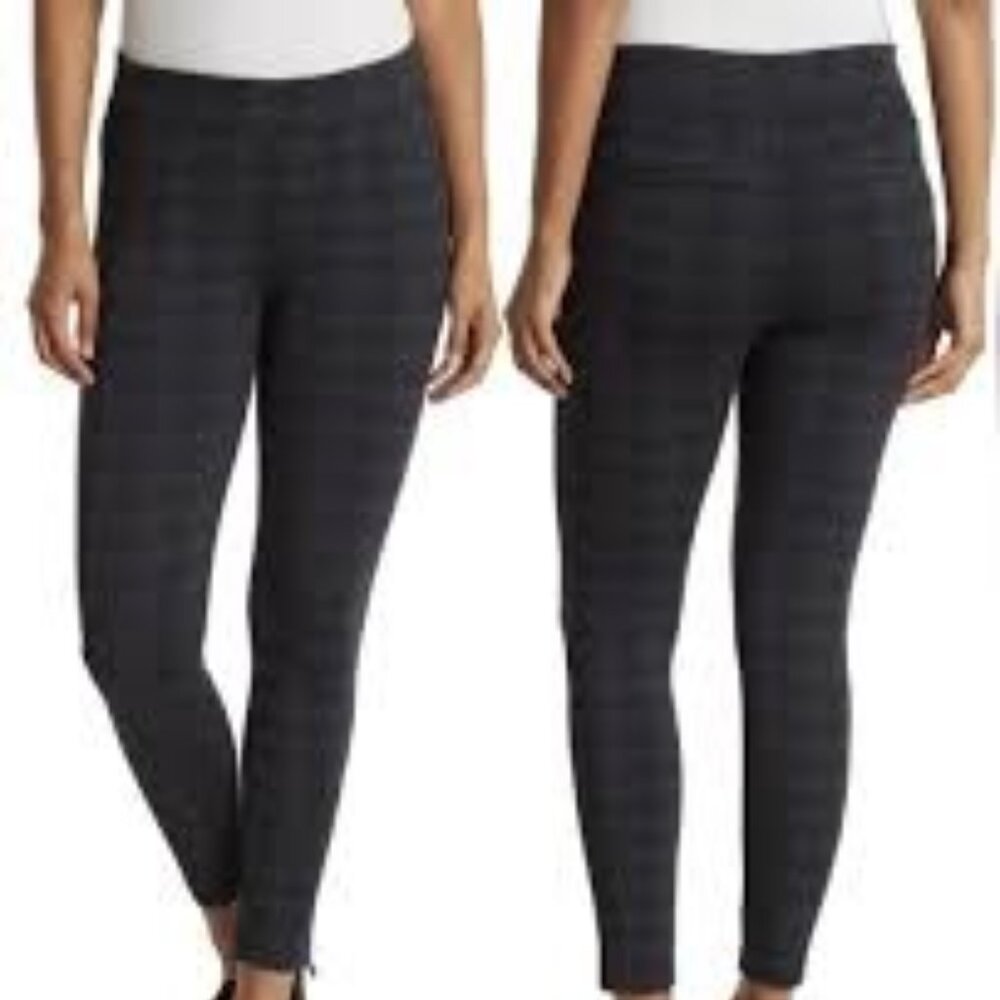 Liverpool Cameron pull on leggings skinny pants navy plaid size 4